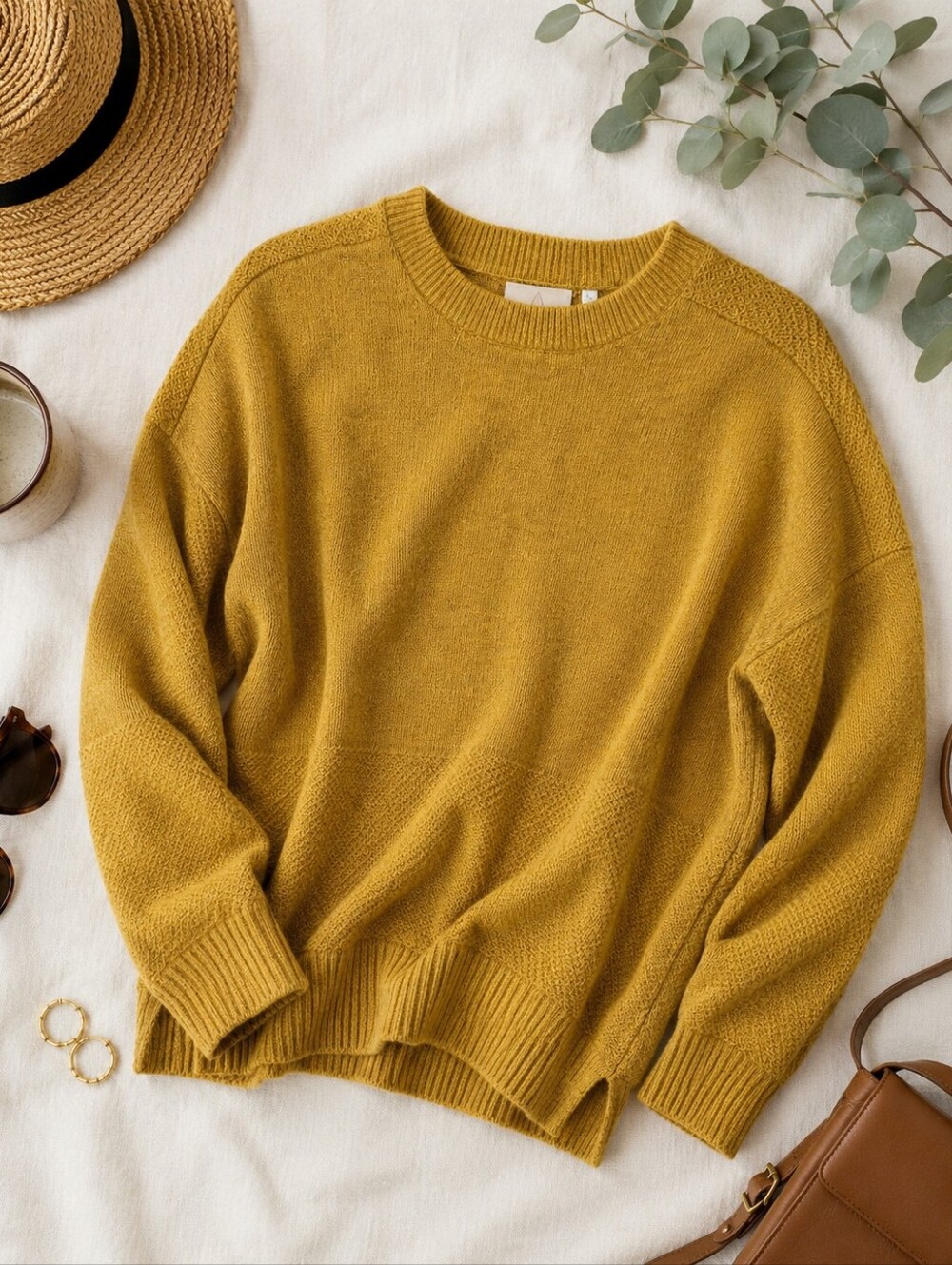 Passanger Free To Roam Wool Blend L Sleeve Gold Fall Sweater. Ladies Large